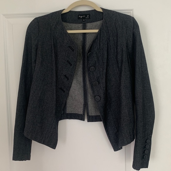 1990s Agnes B. French Made Wool Blend sz 36 vintage cropped jacket